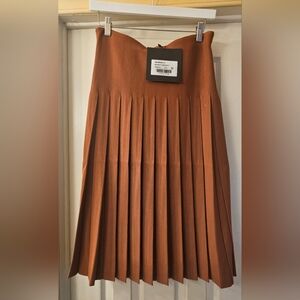 Pleated Midi Skirt - Rust Brown